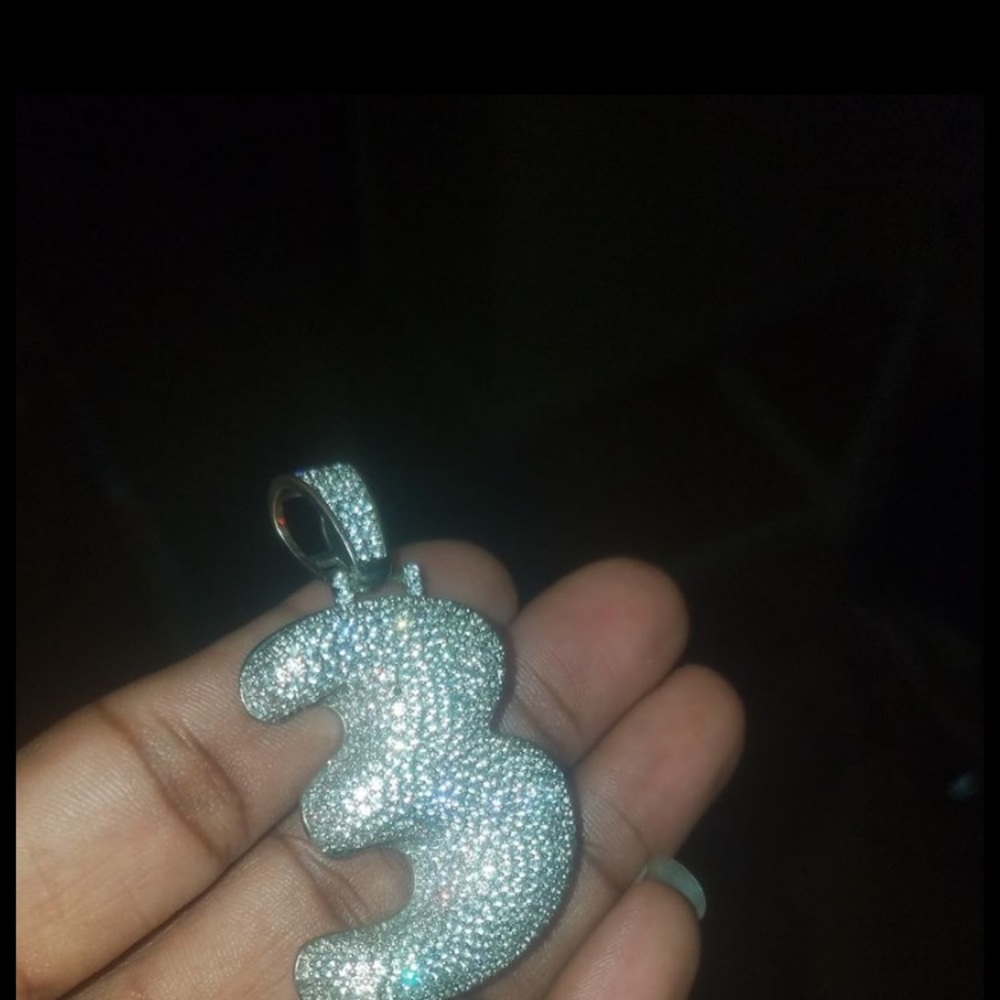 Iced “3” pendant